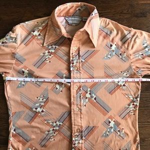 Vtg 60s 70s Quinessa Polyester Disco Shirt Mens L